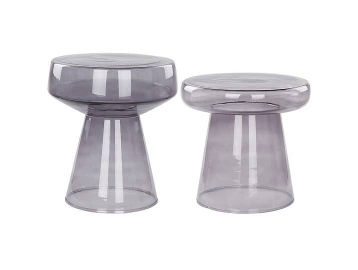 BEISTELLTISCH 2er-Set Rauchglas grau rund Laguna/Caldera