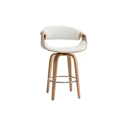 Design-Barhocker Weiß und helles Holz 68 cm ARAMIS