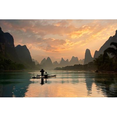 Fototapete PAPERMOON "Photo-Art YAN ZHANG, GOLDEN LI RIVER", bunt, B:3,5m L:2,6m, Vlies, Tapeten