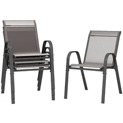 COSTWAY Set mit 4 stapelbaren Gartenstühlen, stapelbare Stühle aus Textilene und Metallgestell, 56 x 70 x 84 cm (grau)
