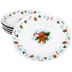 6x Candyman Kuchenteller Porzellan 6 Personen Dessert-Teller Weihnachten eisblau