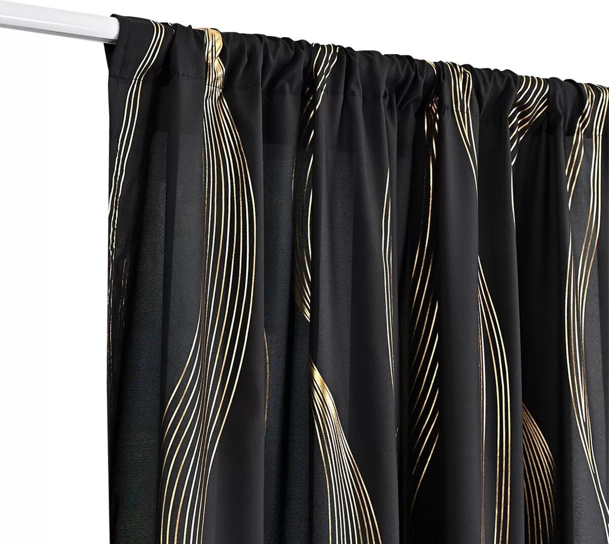 INF Rideau Semi-Transparent à Pattes avec Motif Vagues Dorées S