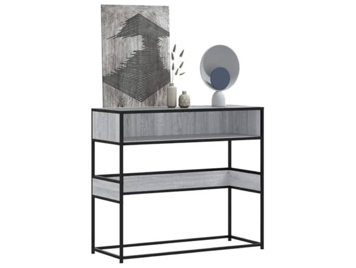 HEFZGDB Konsolentisch Grau Sonoma 90x35x80 cm Holzwerkstoff mit Metallgestell und robuster Tischplatte für Wohnzimmer Flur Stauraum