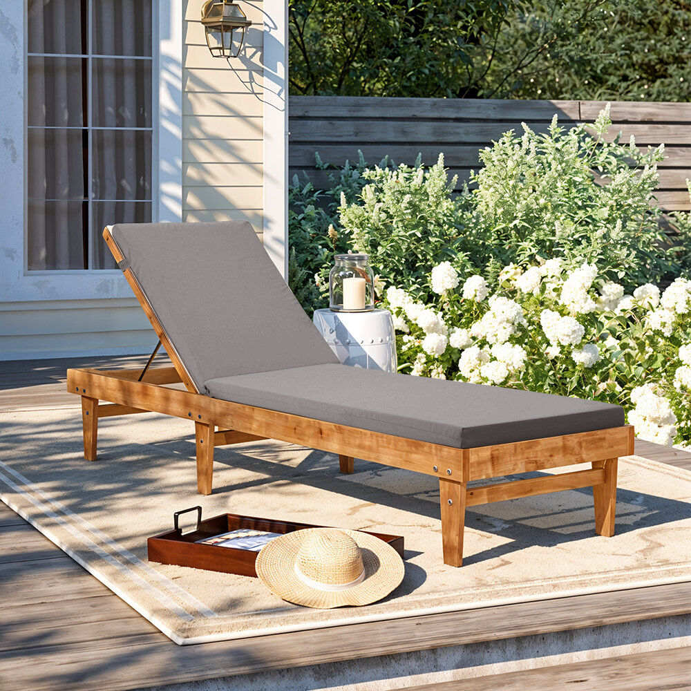 17 Stories Outdoor Sun Lounge Cushion Grey 183cm W