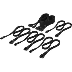 Corsair Stromkabel Premium Sleeved Starter Kit Schwarz 65 cm (65 cm, 24 pin ATX), Interne Kabel (PC)