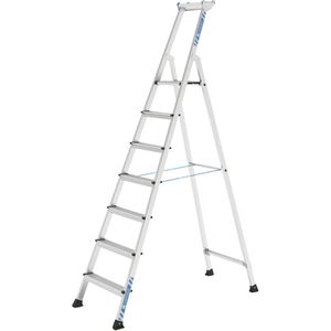 Zarges Stehleiter XLstep S, 41227, mit Plattform, aus eloxiertem Aluminium, bis 150kg, mit 7 Stufen