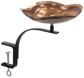 Achla Designs Celtic Dara Knot Birdbath w/Rail Mount Bracket, 18 Inch Long, Antique Copper Finish