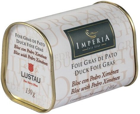Imperia Foie gras de pato con Pedro Ximenez reserva San Emilio de Lustau en bloc .