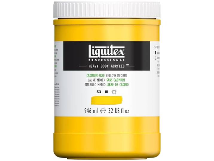 Liquitex 4413889 Professional Heavy Body Acrylfarbe in Künstlerqualität mit ausgezeichneter Lichtechtheit in buttriger Konsistenz, 946ml Topf - Kadmiumfrei Gelb hell