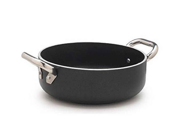 Töpfe Agnelli Alblack Bratentopf, Aluminium, Dicke 5 mm, 10 mm Induktions Fund,