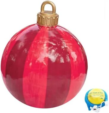 Multisell Products Hub Outdoor Christmas Inflatable Ball, Giant Big Tree Decoration Toy, Large Decor Ornament Without Light red Stripe 60cm