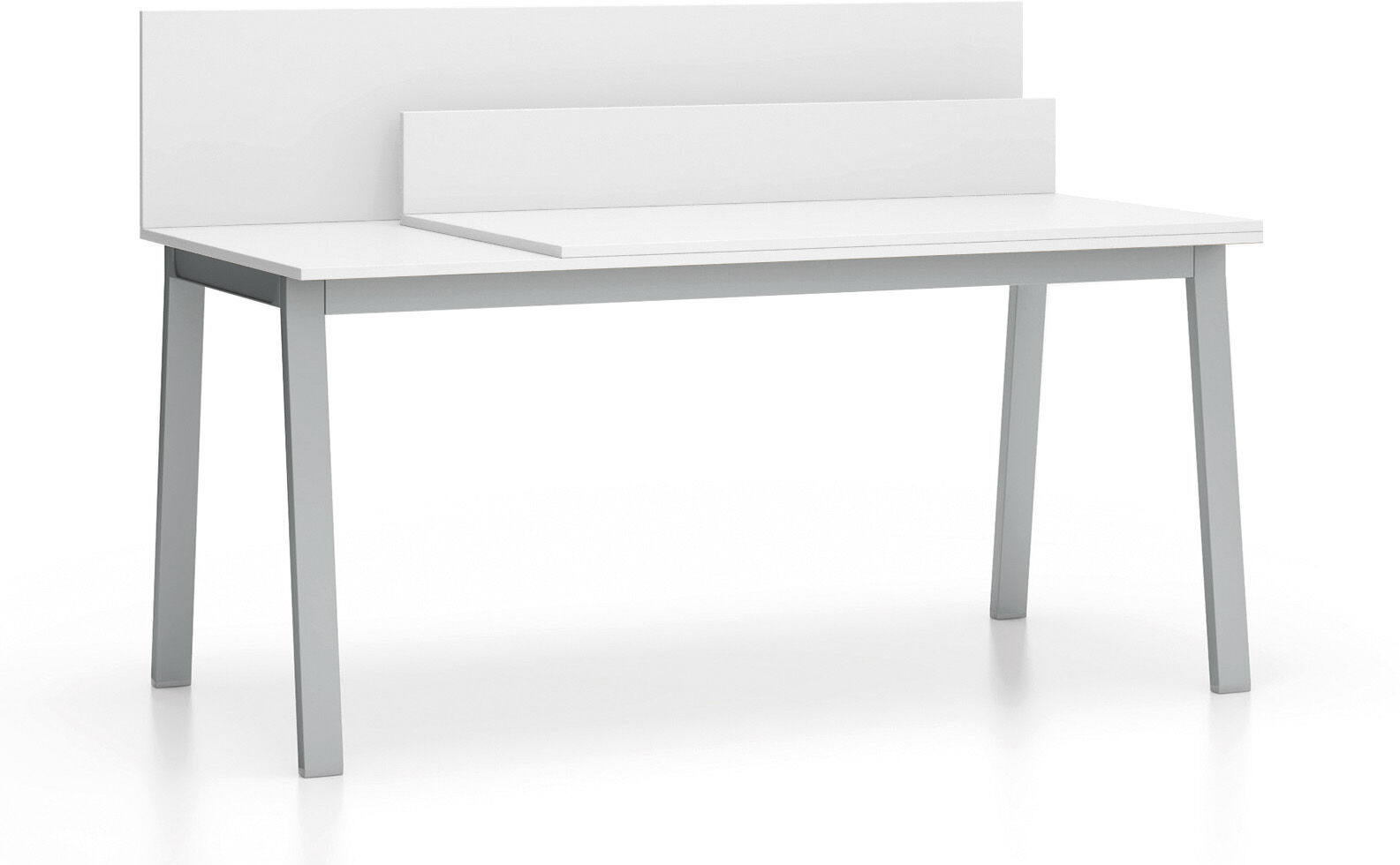 PLAN Büroschreibtisch SINGLE LAYERS, 160x80 cm, mit Schiebeplatte und Trennwänden, weiß