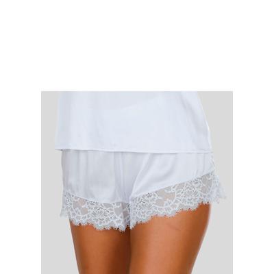 Panty LASCANA "Shorty, Alana", Damen, Gr. 42, Spitze, blau (hellblau), Spitze, Obermaterial: 75% Seide, 17% Polyamid, 8% Elasthan, Unterhosen Panty, mit Seide und edler Spitze, Dessous