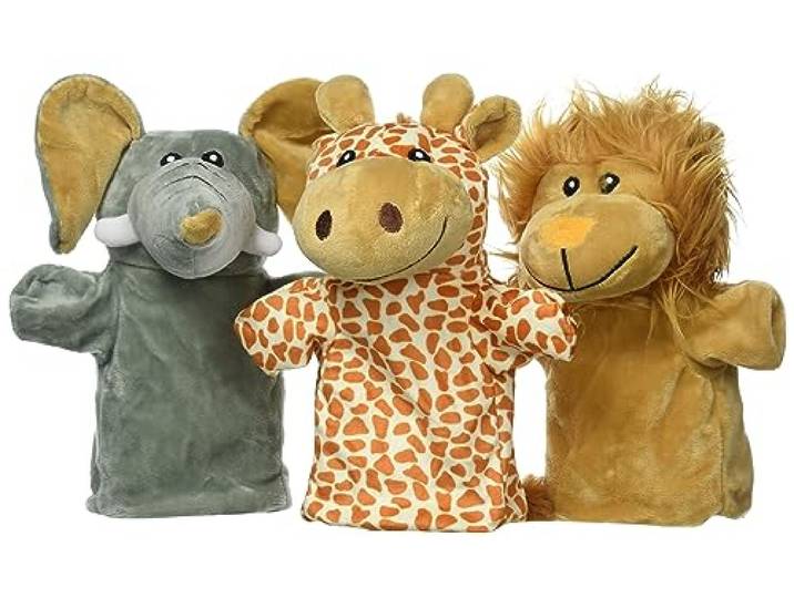 Set van 3 handpoppen Wilde dieren