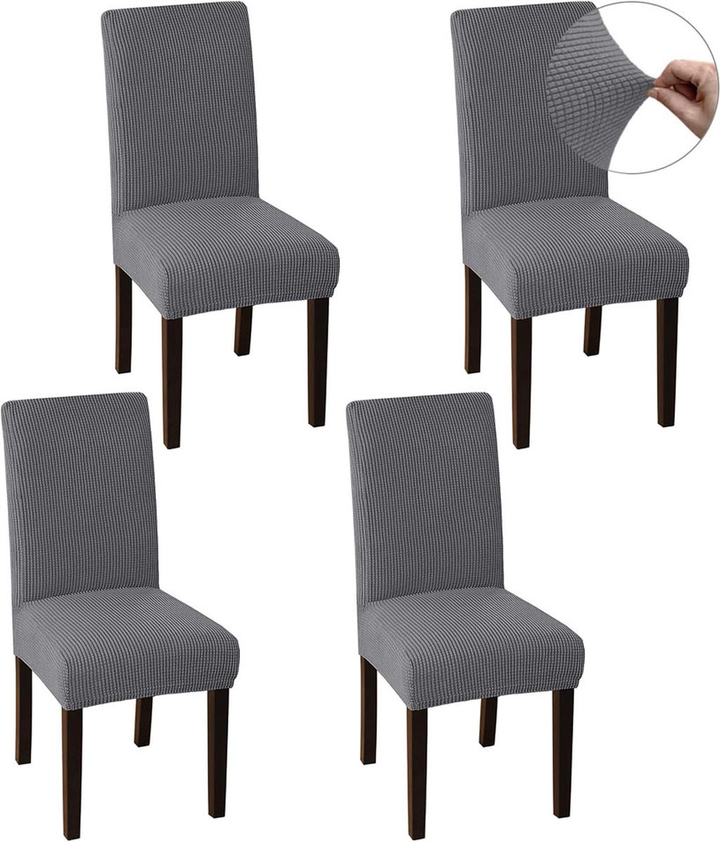 Set van 4 waterafstotende stretch stoelhoezen voor eetkamerstoelen - Lichtgrijs