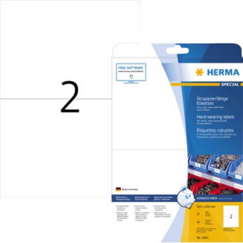 Herma 4693 Folien-Etiketten 210 x 148mm Polyester-Folie Weiß 50 St. Extra stark haftend Laserdrucker, Farblaserdrucker, Kopierer