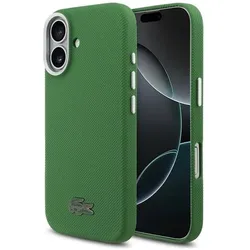 Lacoste PVC Iconic Petit Pique Metal Logo MagSafe Case for iPhone 17 Green (Apple iPhone 17), Smartphone Hülle, Grün