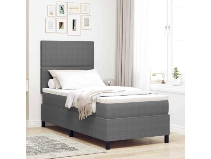 YUTAASU Boxspringbett Hellgrau Weiß 100x200 cm Cordstoff Verstellbares Kopfteil, Holzwerkstoffrahmen, Taschenfedermatratze, mittlere Festigkeit