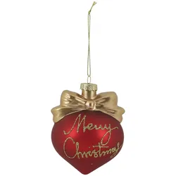 Chic Antique Weihnachtskugel mit Schleife und Schriftzug Kirschrot, H 10 cm x Ø 8 cm - Kirschrot