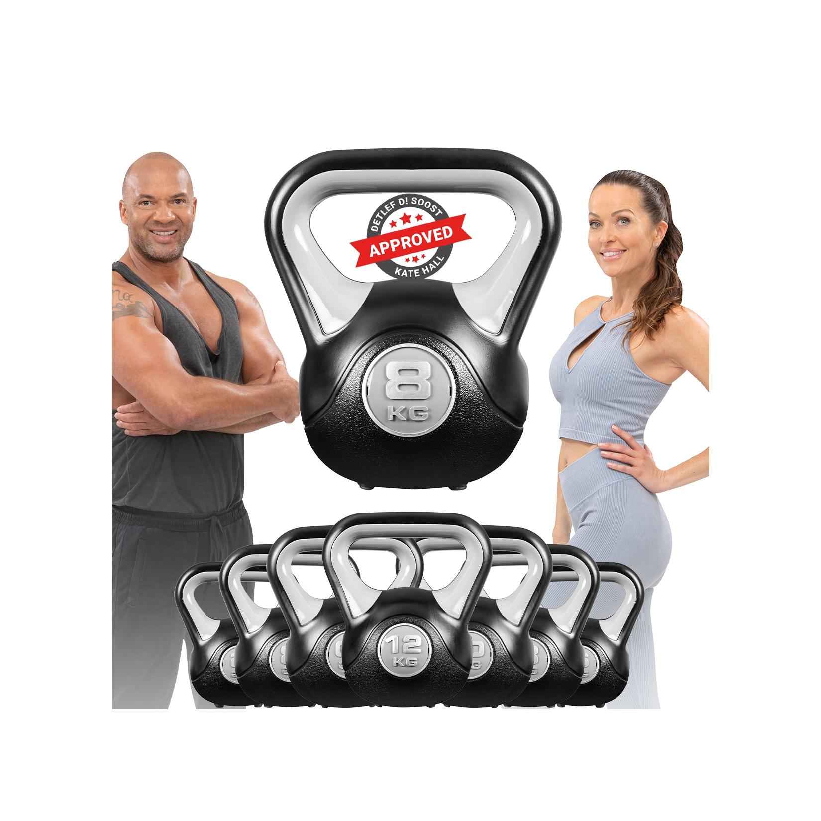 Miweba Sports Kettlebell KB200, Kunststoff-Kugelhantel, 4-12 kg, Anti-Rutsch-Griff, Hartgummifüße (8,0 kg)