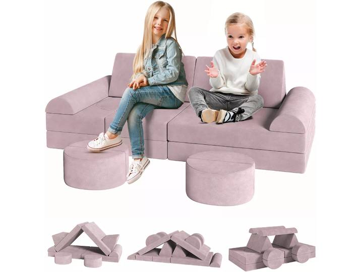 Canapé de jeu modulaire pour enfants, canapé sectionnel pour enfants, meubles de chambre à coucher et de salle de jeux pour tout-petits, mousse convertible et coussin de sol