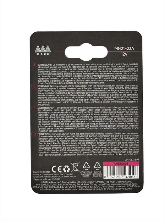 AAAMAZE Pile Alkaline Ultra Premium Mn21-23a-nero