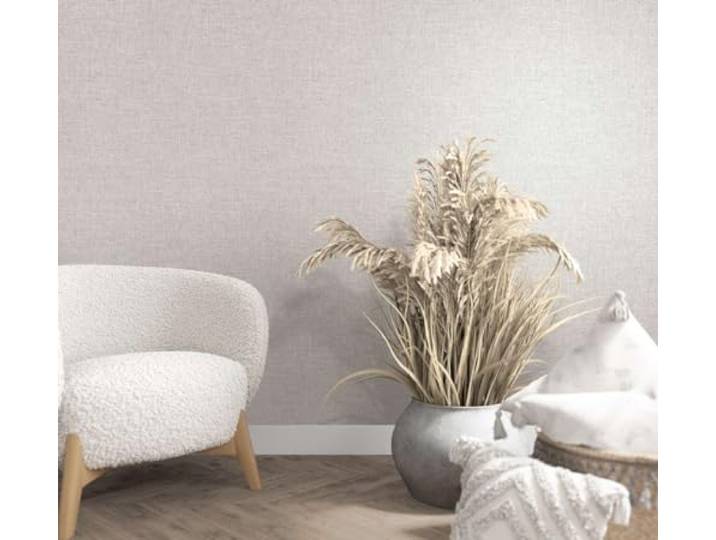 marburg Vliestapete Einfarbig Leinen Optik Struktur Modern Grau Creme 33388
