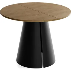 ESSTISCH Lamio runder ausziehbarer, Eiche Braun Rustikal 100-180/100/76 cm