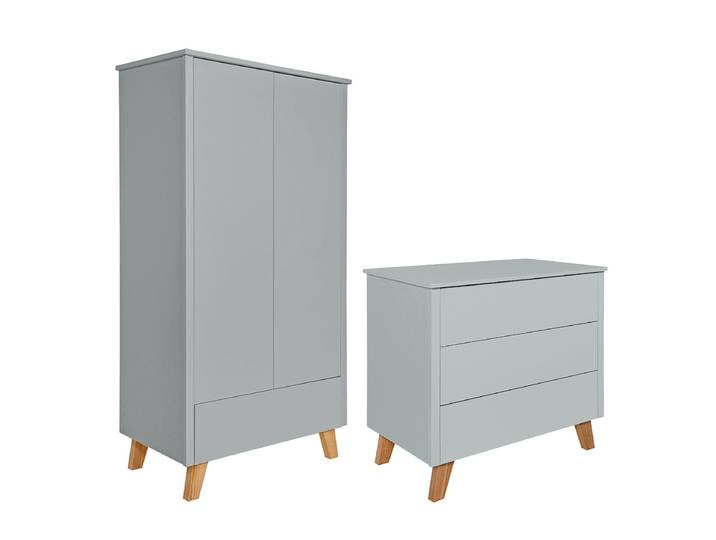 Commode 3 tiroirs et armoire 2 portes Novelies Zara Gris
