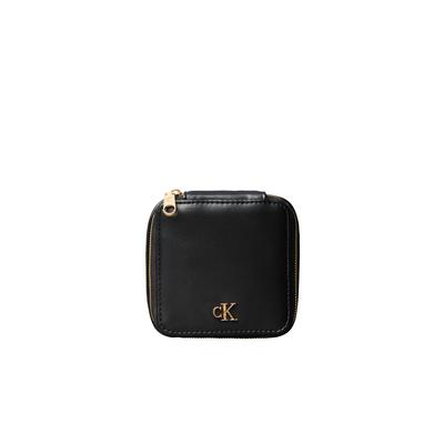 Schmucketui CALVIN KLEIN "CK JEWELRY BOX", schwarz, Aufbewahrungsboxen, B/H/T: 10cm x 10cm x 3,5cm, Kunstleder, Schmuck-Organizer, Schmuckkästchen mit CK-Logo, B:10cm H:10cm T:3,5cm