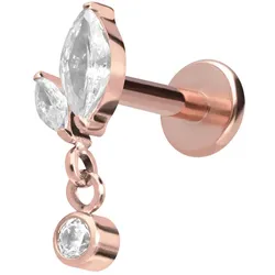 Titan Labret mit Innengewinde KNOSPE + KRISTALL