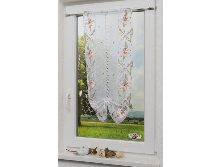 Bändchenrollo STICKEREIEN PLAUEN Michelle Gr. 2, weiss (weiß), B:40cm H:90cm, Voile, Obermaterial: 100% Polyester, Raffrollos, Bändchenrollo
