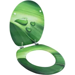 vidaXL Toilettensitz mit Deckel MDF Grün Wassertropfen-Design