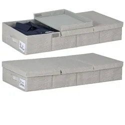 Relaxdays Unterbettkommode mit Deckel 2er Set Grau