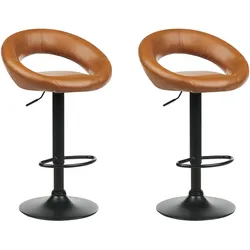 BARHOCKER 2er-Set Kunstleder goldbraun/schwarz höhenverstellbar Peoria