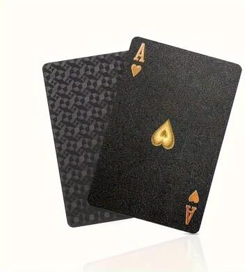 Inspired Finds BlackGold Waterproof Playing Cards Deck black Plaid