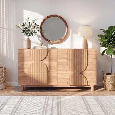 "60"" Modern Dresser, 9 Drawer Storage Chest, Fluted Semicircular Handles, Wide Cabinet for Bedroom"