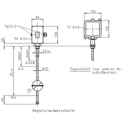 KSB Magnetschwimmerschalter MS 100 z. Einschrauben, 1.4571, max. 120 Grad C