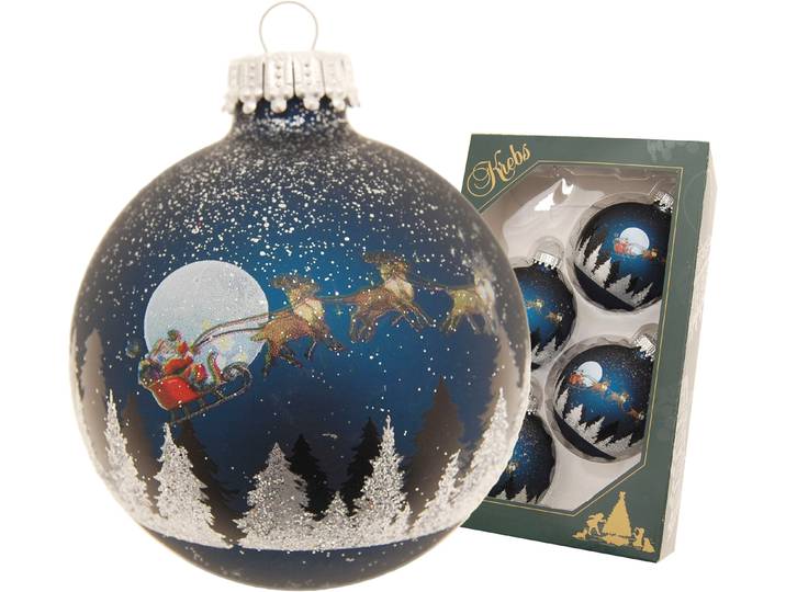 Weihnachtsbaumkugel KREBS GLAS LAUSCHA Spirit of Christmas, 7 cm , blau (dunkelblau), Ø:7cm, Glas, Weihnachtsbaumkugeln, Weihnachtsbaumkugel, Weihnachtsdeko, Christbaumschmuck, Christbaumkugeln aus Glas