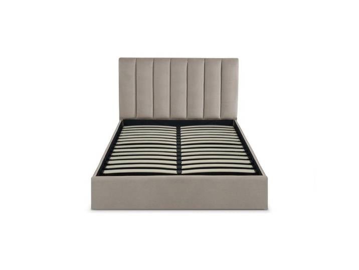 MENZZO Lit Coffre Songe + Sommier Velours Taupe 140cm - Velours L148 x P207 x H112 cm