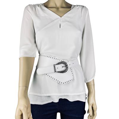 Ledergürtel "Western", Damen, Gr. M, weiß, Leder, COLLEZIONE ALESSANDRO, unifarben, Basic, Gürtel Ledergürtel, handgefertigt aus Leder