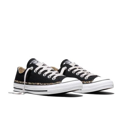 Sneaker CONVERSE "CHUCK TAYLOR ALL STAR LEOPARD TRIM", Damen, Gr. 41,5, Synthetik, schwarz-weiß (schwarz, hay day, weiß), Textil, Schuhe Sneaker