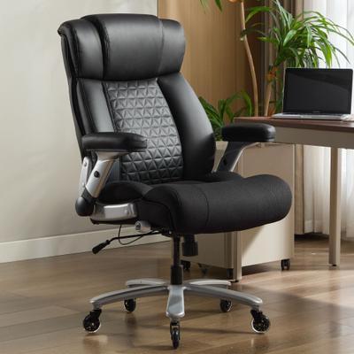 toswini Faux Leather Big and Tall Office Chair with Lumbar Support and Flip Arms