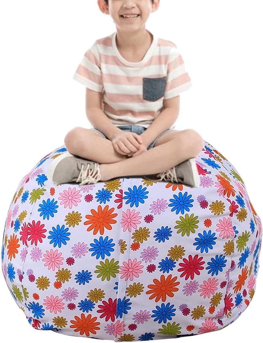 Madeliefje Speelgoed Opbergtas en Zitzak - 2-in-1 Knuffel Opslag Stoelhoes voor de Kinderkamer - 32 inch