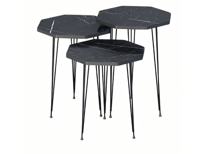 JVmoebel Couchtisch Eleganter schwarzer Couchtisch aus Holz und Metall (Set, Couchtisch, Couchtisch 2, Couchtisch 3), Made in Europe