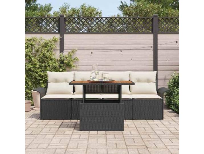 KTHLBRH Gartenmöbel-Set, 5-teilig, schwarz, Poly-Rattan Eckregal mit Aufbewahrungsbox, für Terrasse, geflochtenes Design