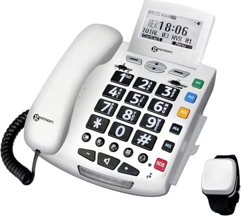 Geemarc PACK SERENITIES Schnurgebundenes Notruftelefon mit Fallsensor-Armband