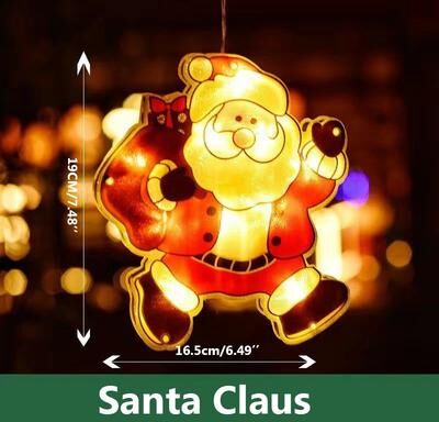 Inspire Select LED Christmas Window Hanging Suction Light Festive Decorative Lamp For Home & Shop Display santa Claus B