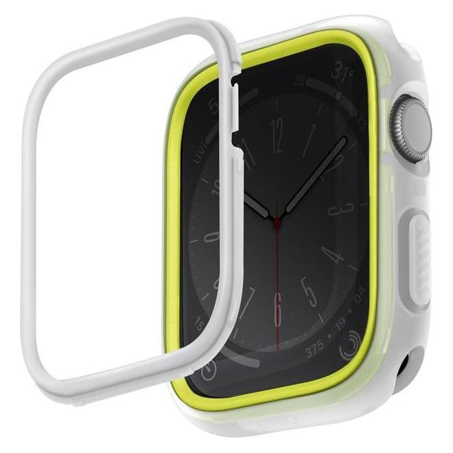 Uniq etui Moduo Apple Watch Series 4/5/6/7/8/SE/SE2 44/45mm limonka-biały/lime-white (UNIQ-45MM-MDFLIMWHT)