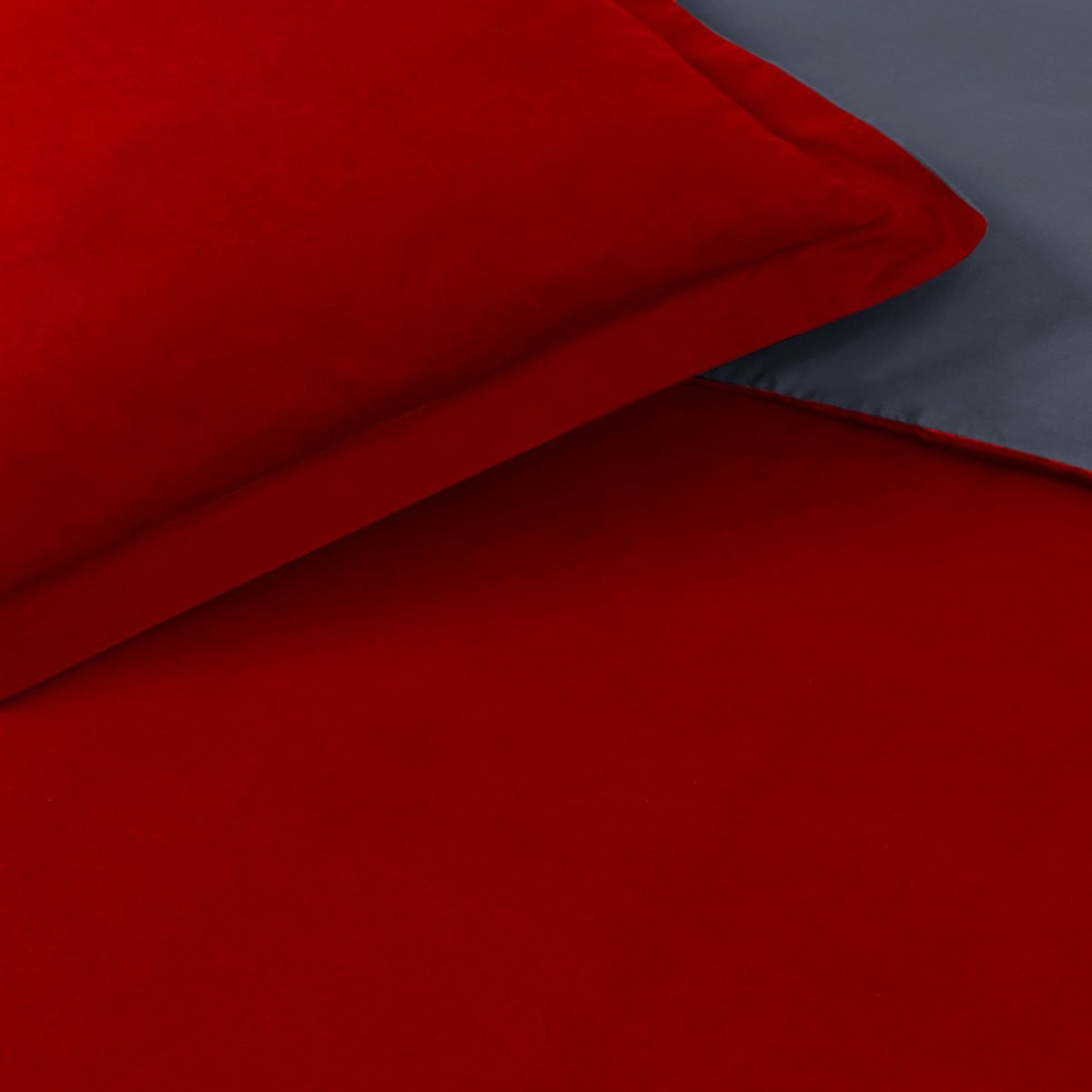 VISION Bicolor Tweezijdig omkeerbaar Dekbedovertrekset - 100% katoen - Kingsize - 260 x 240 cm - Grijs / Rood